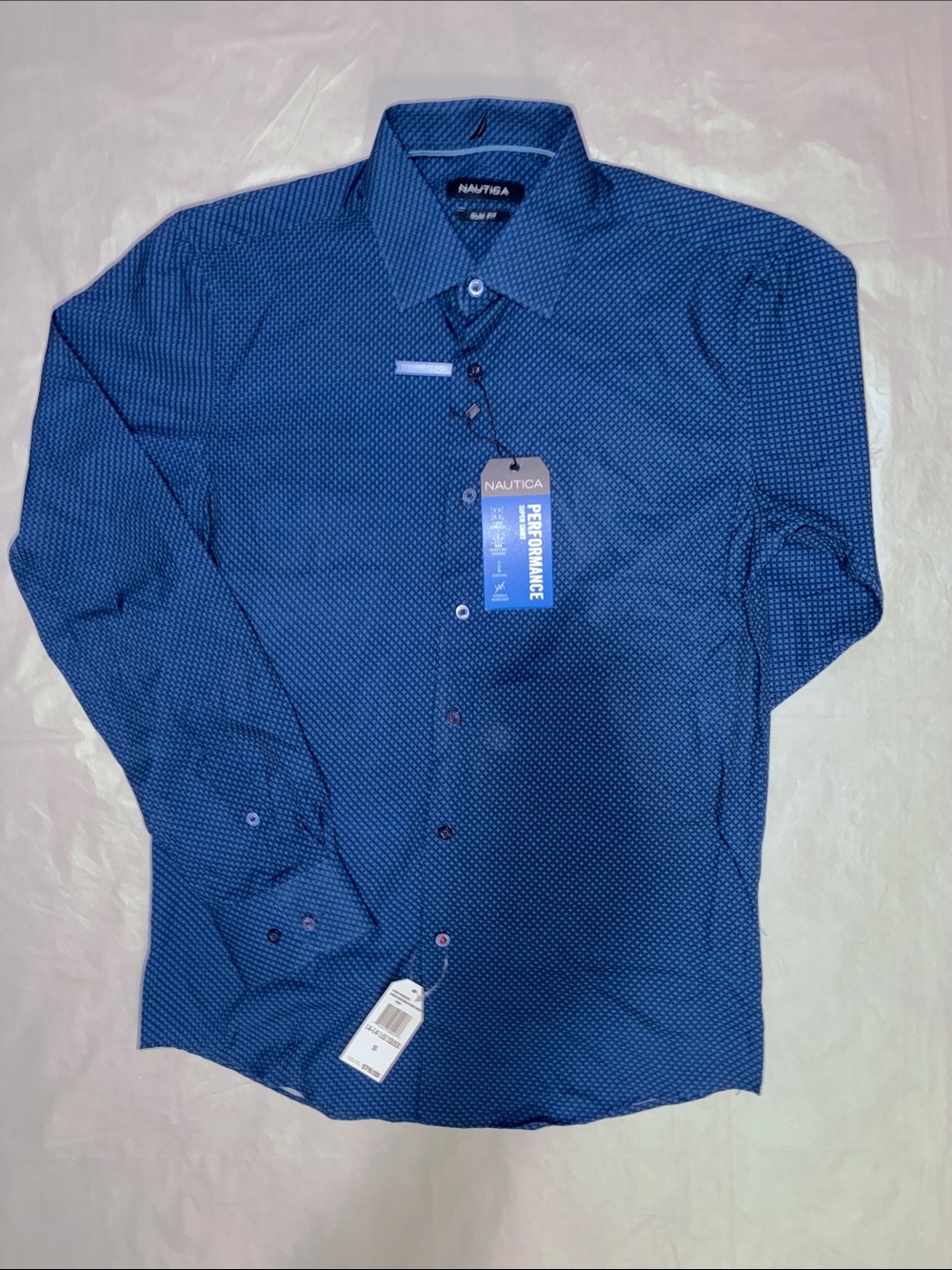 Nautica Men's Navy Microdot Long-Sleeve Button-Up Shirt